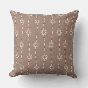 Indulgent Ophelia Floral Beads Chain Stripes Brown Cushion