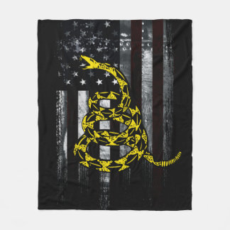 Industrial American Flag and Snake Clock Fleece Blanket
