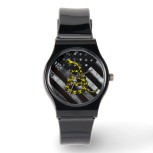 Industrial American Flag and Snake Clock Watch