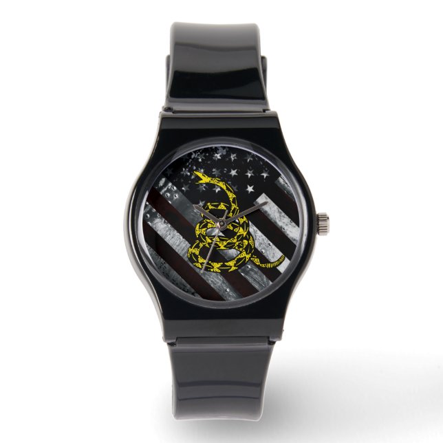 Industrial American Flag and Snake Clock Watch (Front)