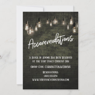 Industrial Brick with Edison Lights Accommodations Invitation