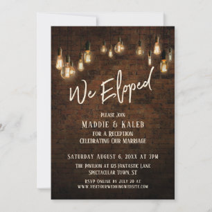 Industrial Brick with Edison Lights, We Eloped Invitation