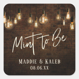 Industrial Bricks Vintage Edison Lights Mint to Be Square Sticker