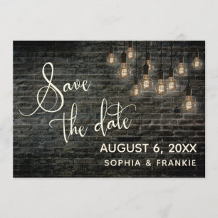 Industrial Bricks, Vintage Lights, Save the Date