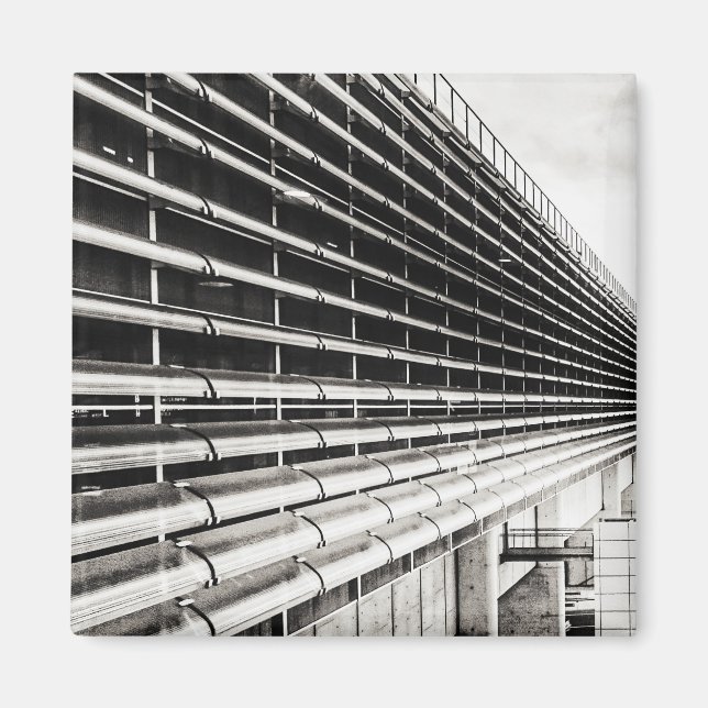 Industrial Building Black and White Magnet (Front)