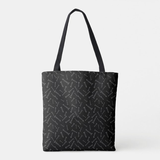 Industrial Chic Black Screw Pattern Tote Bag (Back)