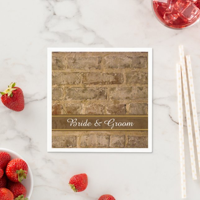 Industrial Chic Bricks Wedding Napkin (Insitu)