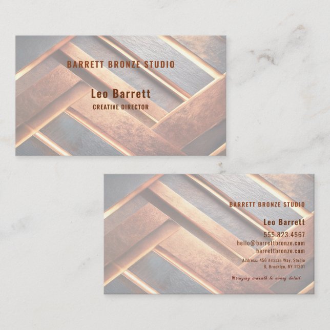 Industrial Chic Copper Facet  Business Card (Front/Back)