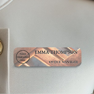Industrial Chic Copper Facet Name Badge Custom 名札