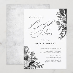 Industrial Chic Floral Calligraphy Bridal Shower Invitation