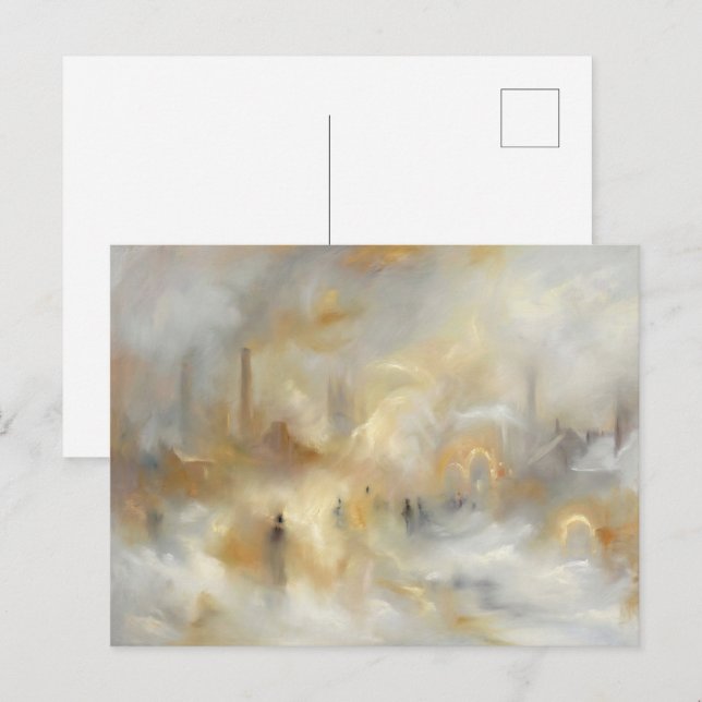 Industrial Cityscape | Romantic Impressionism Holiday Postcard (Front/Back)