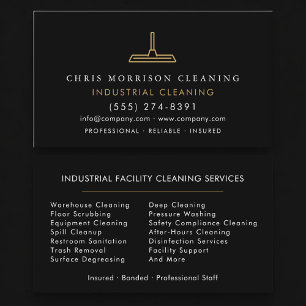 Industrial Cleaning Professional Black Gold Business Card