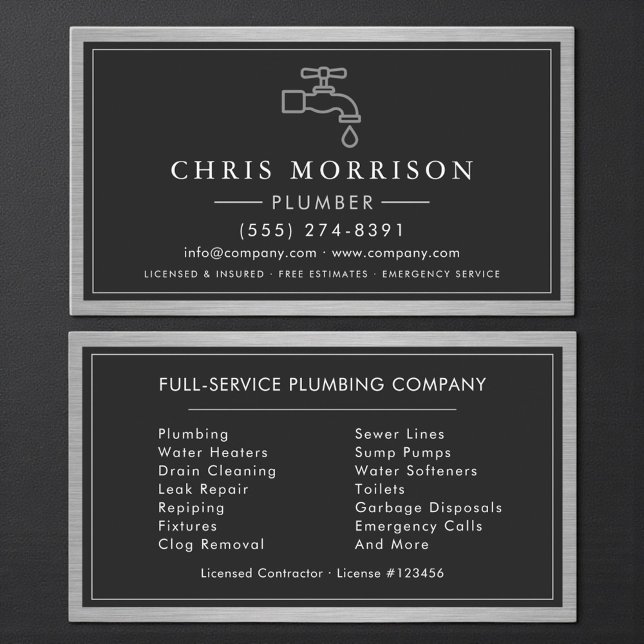 Industrial Contractor Plumbing Service Plumber Business Card (Creator Uploaded)
