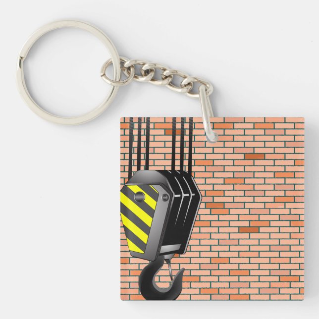 Industrial Crane Hook with Brick Wall Key Ring (Front)