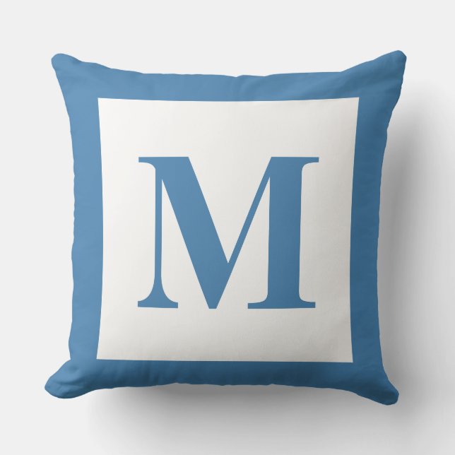 Industrial Decor Monogram Steel Blue Cushion (Front)