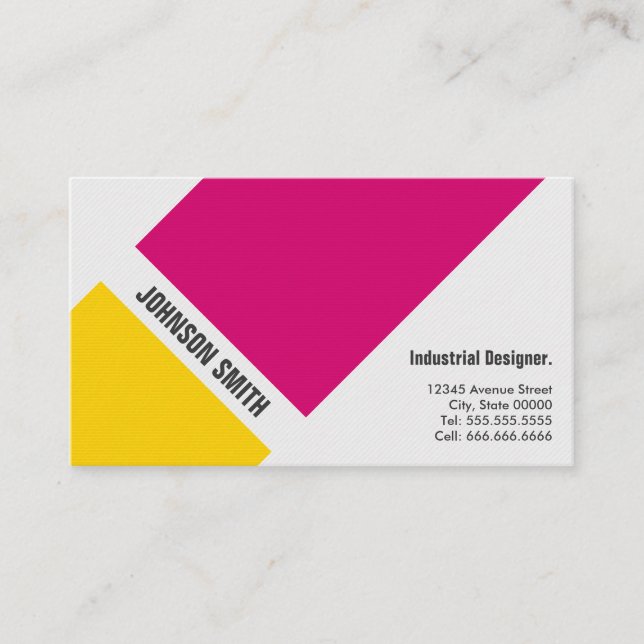 Industrial Designer - Simple Pink Yellow Business Card (Front)