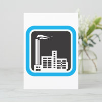 Industrial Factory Icon with Smokestacks