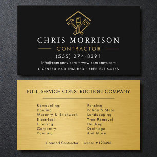 Industrial Gold Metal Home Improvement Business Card