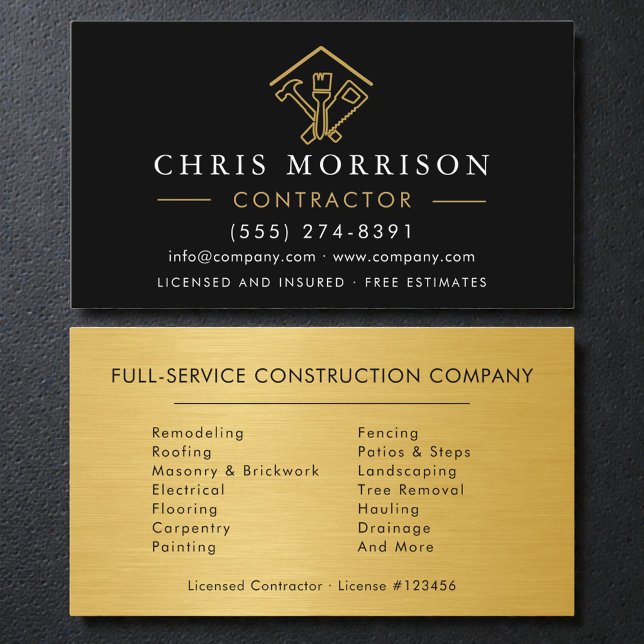 Industrial Gold Metal Home Improvement Business Card (Creator Uploaded)