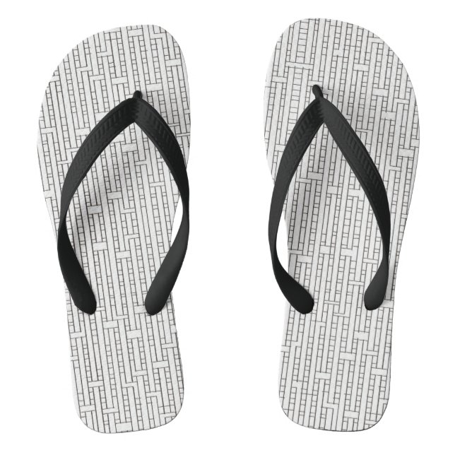 Industrial Grid-Black and White Modern Geometric Jandals (Footbed)