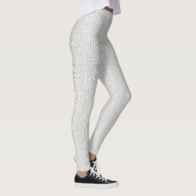 Industrial Grid-Black and White Modern Geometric Leggings (Right)