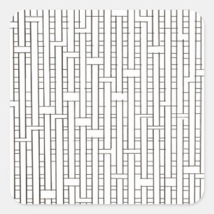 Industrial Grid-Black And White Modern Geometric Square Sticker