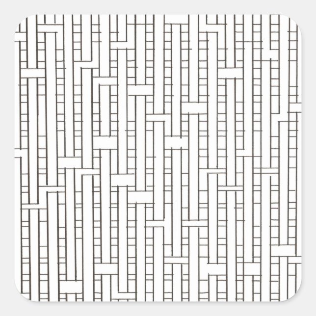 Industrial Grid-Black And White Modern Geometric Square Sticker (Front)