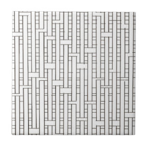 Industrial Grid-Black And White Modern Geometric Tile