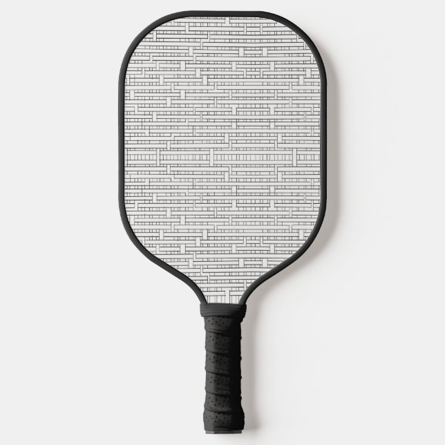 Industrial Grid-Black and White Modern Minimalist  Pickleball Paddle (Front)