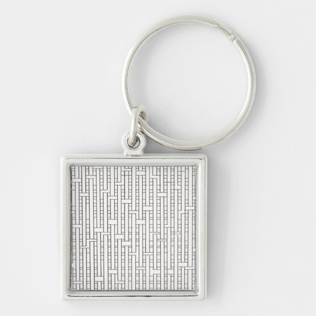 Industrial Grid-Modern Minimalist Bauhaus Key Ring (Front)