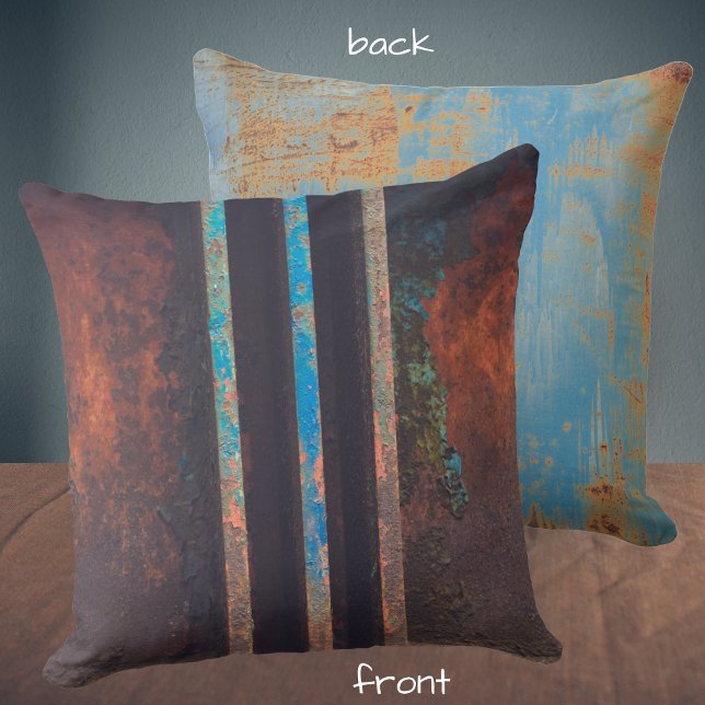 Industrial grunge brown blue rusted cushion (Creator Uploaded)