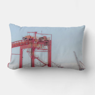 Industrial Harbour Harbour Port Crane Sketch Lumbar Cushion