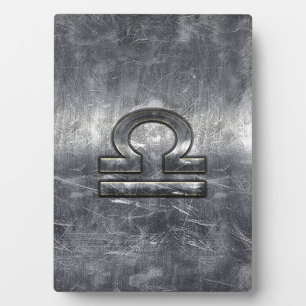 Industrial Libra Zodiac Sign in Silver Steel Plaque