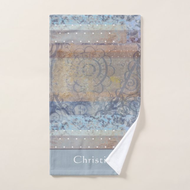 Industrial loft style brown blue aesthetic custom  hand towel (Hand Towel)