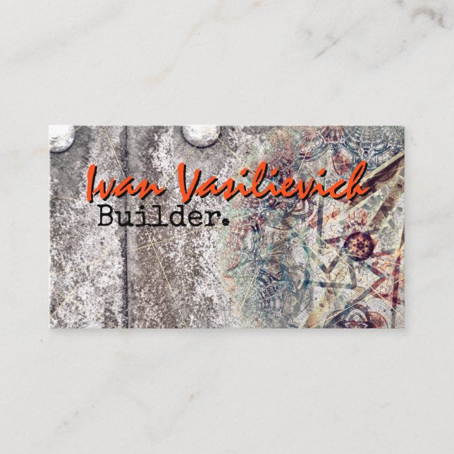 Industrial Manuscript Weathered Stone Business Card (Front)