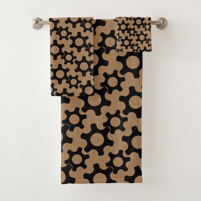 Industrial Mens Brown Black  Bath Towel Set (Insitu)