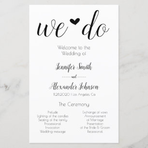 Industrial minimalist we do wedding program