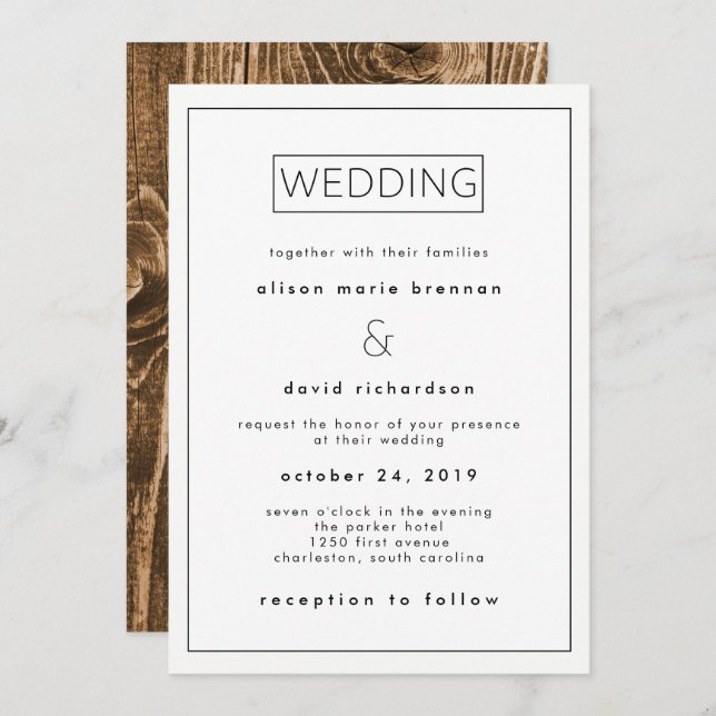 Industrial Minimalist Wedding Invitation (Front/Back)