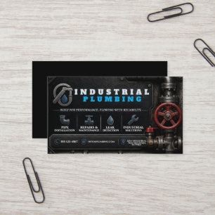 Industrial Plumbing Business Card Dark Metallic