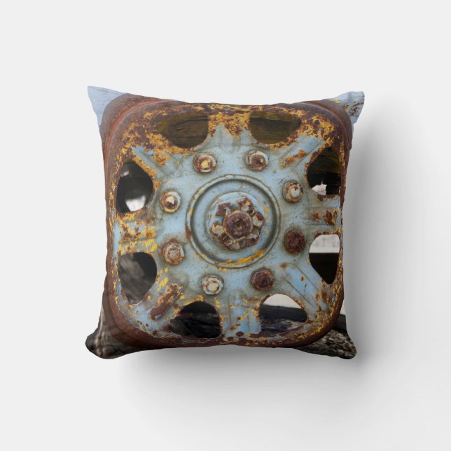 Industrial Rust: Spokes, Photography Cushion (Front)