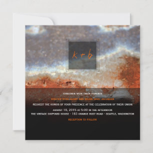 Industrial Rust Steel Grunge Photography Wedding Invitation