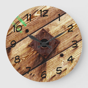 Industrial Rustic Wood Large Clock