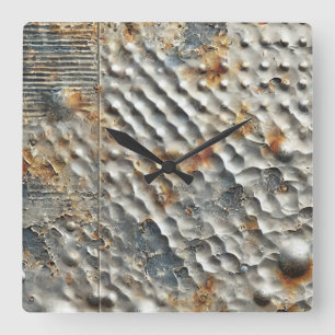 Industrial Sci-Fi Metal Texture Square Wall Clock