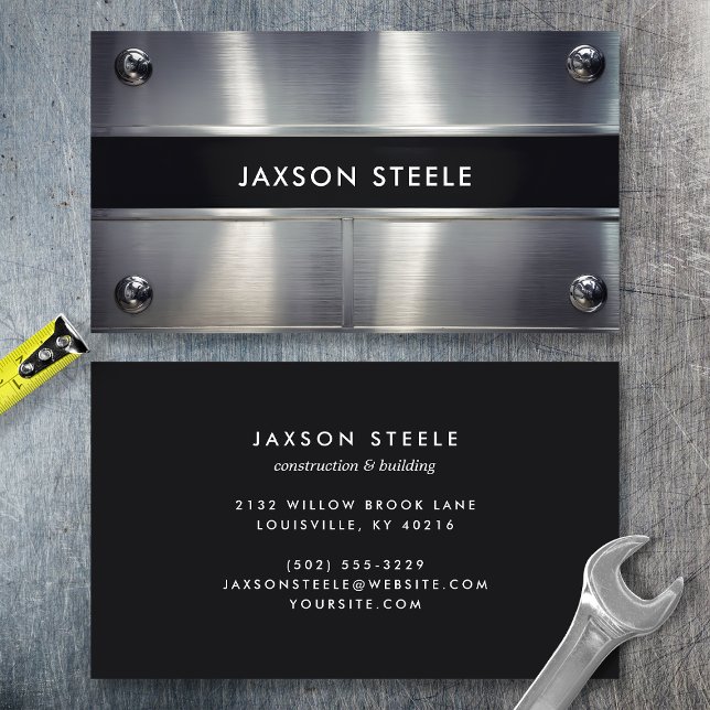 Industrial Silver Metal Riveted Business Card (Creator Uploaded)