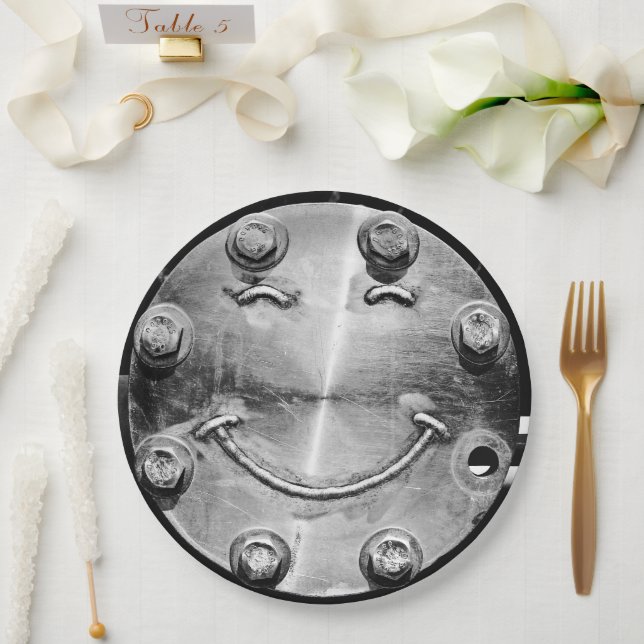 INDUSTRIAL SMILEY FACE Paper Plate (Wedding)