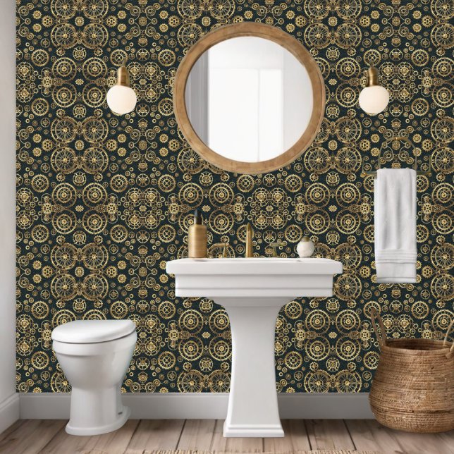  Industrial Steampunk Gears on Black Background Wallpaper (Creator Uploaded)