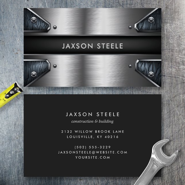 Industrial Steel Plate Modern Metal Business Card (Creator Uploaded)