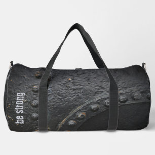 Industrial style minimalist black metal duffle bag