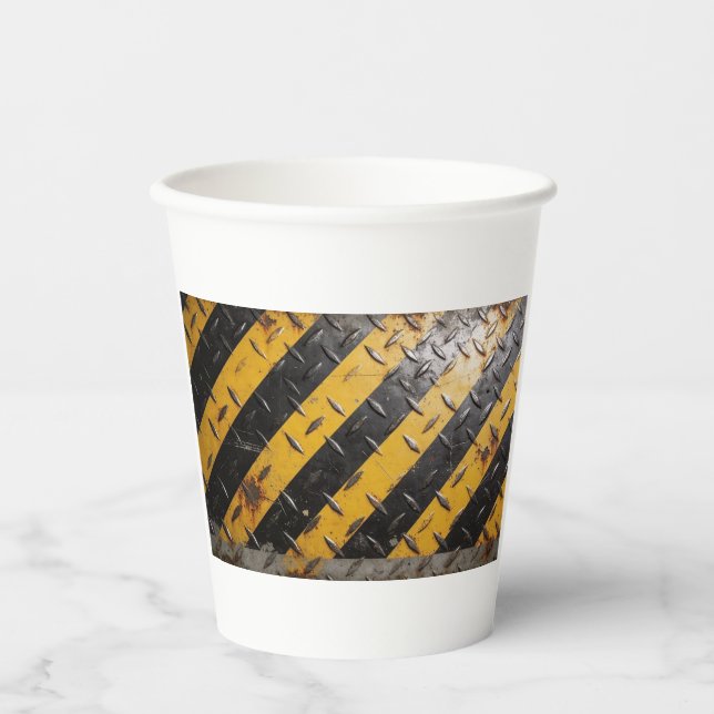Industrial-Warning-Stripes Paper Cups (Front)