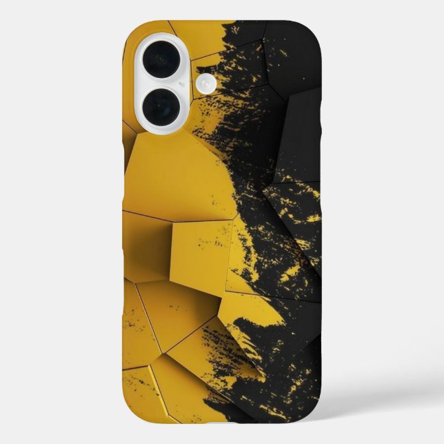 Industrial Yellow & Black Distressed Hexagon Phone Case-Mate iPhone Case (Back)